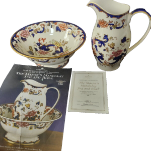 Masons Blue Mandalay Jug &Bowl Set Designed Especially for Compton & Woodhouse