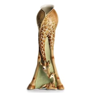 FRANZ Porcelain "Endless Beauty" Mother & Baby Giraffe 15" Signed Vase