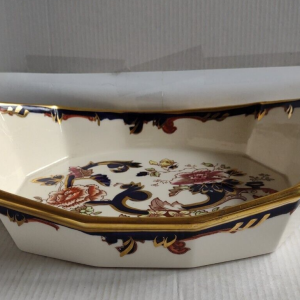 Masons Ironstone Blue Mandalay Pattern Dragon's Head Handled Dish Hand Painted