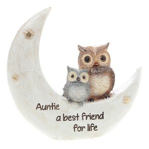 Joe Davies Night Owls On Moon Auntie Hand painted Resin Figurine 311054
