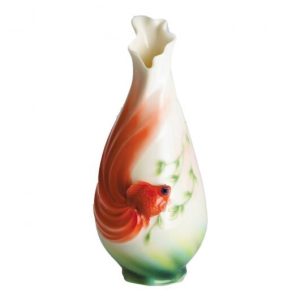 Franz Porcelain Vase Fantail Goldfish FZ00535 6"