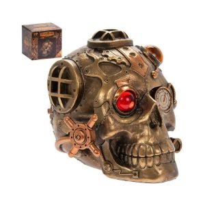 Steampunk Bronze Colour Skull Ornament Gift Boxed