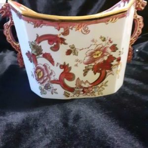 Rare Masons Ironstone Red Mandalay Pattern Seahorse Bowl Boxed Hand Painted