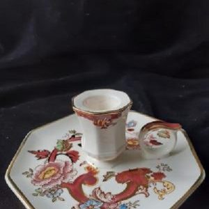 Masons Ironstone Red Mandalay Pattern Chamber Stick Candle Holder Hand Painted