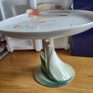 Franz Porcelain RARE Papillon Butterfly Sculptured Cake Stand FZ00433