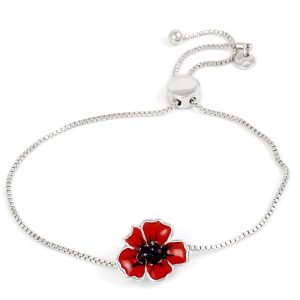 Red Flower Slider Bracelet perfect for remembrance day or a November Birthday
