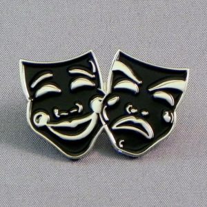 COMEDY TRAGEDY THEATER STYLE PIN BADGE