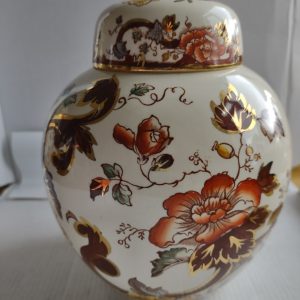 Mason's Ironstone Brown Velvet 8" Ginger Jar Hand Painted