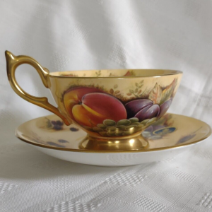 Aynsley Orchard Gold Beautiful Cup & Saucer With Original Price Label