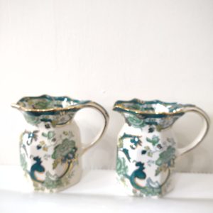 masons green chartreuse Pair Of Fenton Jugs Approx 4.5"