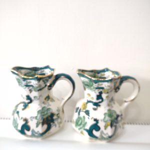 masons green chartreuse Pair Of Hydra Jugs Approx 4.5"