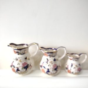 masons blue mandalay Set Of 3 Graduated Jugs 6.5" 5.5" 4.5" Approx